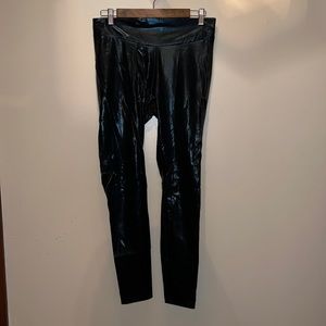 HUE Black Leather Pants Womens size Large